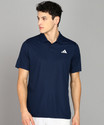 ADIDAS Solid Men Polo Neck Blue T-Shirt