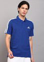 ADIDAS Solid Men Polo Neck Blue T-Shirt