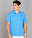 ADIDAS Solid Men Polo Neck Blue T-Shirt