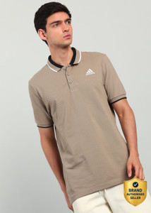 ADIDAS Solid Men Polo Neck Green T-Shirt