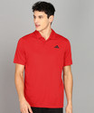 ADIDAS Solid Men Polo Neck Red T-Shirt