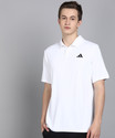 ADIDAS Solid Men Polo Neck White T-Shirt