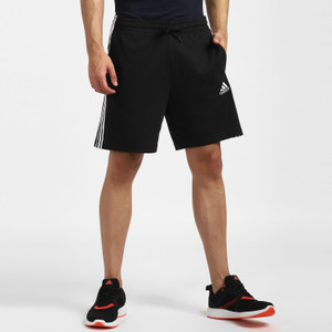 adidas striped men black sports shorts