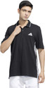 ADIDAS Striped Men Polo Neck Black T-Shirt