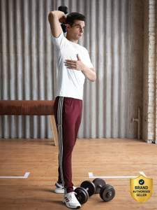 ADIDAS Striped Men Red Track Pants