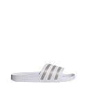 adidas Unisex Adilette Aqua Slide Sandal, White/Platin Metallic/White, 5 US Men