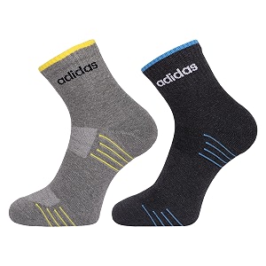 adidas unisex original select terry ankle cotton regular socks - 2 pairs 4n ad-0837 grey melanthra mel