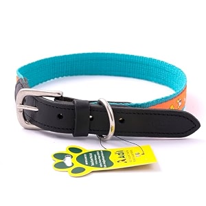 adils nylon dog collar with paw print adjustable metal buckle with d-ring width 1 inch for small medium amp large dog 14 color options size l 2034-2434 teal