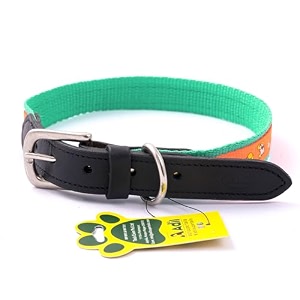 adils nylon dog collar with paw print adjustable metal buckle with d-ring width 1 inch for small medium amp large dog 14 color options size l 2034-2434 green