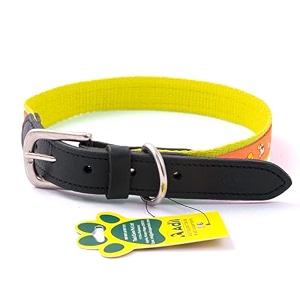adils nylon dog collar with paw print adjustable metal buckle with d-ring width 1 inch for small medium amp large dog 14 color options size l 2034-2434 yellow