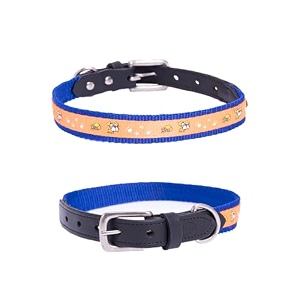 adils nylon dog collar with paw print adjustable metal buckle with d-ring width 1 inch for small medium amp large dog 14 color options size m 1634-2034royal blue