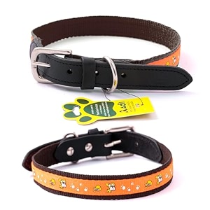 adils nylon dog collar with paw print adjustable metal buckle with d-ring width 1 inch for small medium amp large dog 14 color options size l 2034-2434 brown