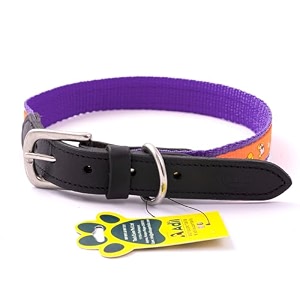 adils nylon dog collar with paw print adjustable metal buckle with d-ring width 1 inch for small medium amp large dog 14 color options size l 2034-2434 purple