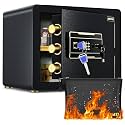 ADIMO Home Safe Box, 1.2 Cubic Feet Security Safe with Fireproof Waterproof Money Bag, Digital Keypad and Dual Key System, Personal Lock Money Box for Home Office Valuable Document Black