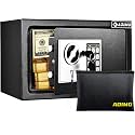 ADIMO Safe Box for College Dorm Room with Fireproof Waterproof Bag, Money Safe with Keys & Pass Code & Wall Mount Kits, Hidden Home Safe for Money, Jewelry, and Documents-0.5 Cubic Feet