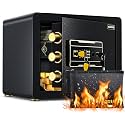 ADIMO Safe Box with Fireproof Waterproof Money Bag, Alloy Steel Home Safe with Digital Keypad, Dual Key Lock, Fireproof Money Bag &amp; LED Light, 1.2 Cuft Personal Document Lock Box for Office Dorm Hotel