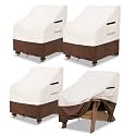 Adirondack Chair Cover 4 Pack,Waterproof Heavy Duty Patio Furniture Covers,Patio Adirondack Chair Covers for Outdoor Chairs(30 W x 34 D x 36 H inches)Beige &amp; Brown
