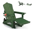 Adirondack Glider Chair with Retractable Ottoman, Adjustable Backrest
