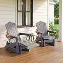 Adirondack Glider Chairs Set of 2,with Retractable Ottoman,Adjustable Back
