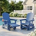 Adirondack Glider Chairs Set of 2,with Retractable Ottoman,Adjustable Back