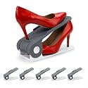 Aditya Polymers Adjustable Shoe Slot Organizer, Pack of 12 | 4-Level Double Deck Space Saver | Plastic Footwear Holder for Wardrobe, Closet, Shelf & Rack | Grey & White