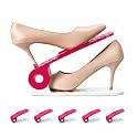 Aditya Polymers Plastic Shoe Organizer Slot - Pack Of 12 (Pink &amp; White)| Adjustable Space Saver | Double Deck Shoes Storage Holder For Rack And Shelf