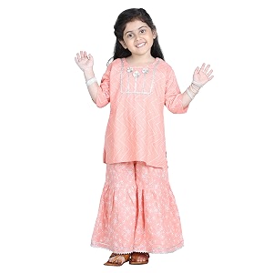 Adiva Girls Floral Print Kurta With Sharara