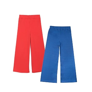 adiva kids solid rayon palazzo for girls multi 8-9 years red-blue