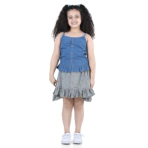 adiva girls sleeveless top amp skirt set grey 12-18 months