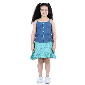 adiva girls sleeveless top amp skirt set sea green 12-18 months