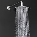 Mirror Stainless Steel 304 Round Ultra Slim High Pressure Rainfall Shower Head for bathroom With J Bend Arm &amp; Round Shower. (8X8+12 INCH)