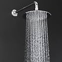 Mirror Stainless Steel 304 Round Ultra Slim High Pressure Rainfall Shower Head for bathroom With J Bend Arm &amp; Round Shower. (6X6+18 INCH)
