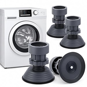 adjustable anti vibration pads for washing machine set of 4  shock absorbing rubber feet  noise amp vibration reduction  height adjustable stand for washer dryer refrigerator amp furniture