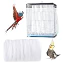 Adjustable Bird Cage Netting - Seed Catcher Guard Net Cover Skirt for Parrot, Parakeet, Macaw - Round & Square Cages - White