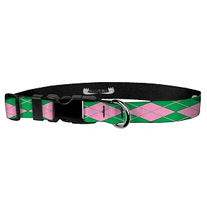 adjustable collar 134 l argyle green amp pink