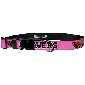 adjustable collar 134 l oregon state - beaver on pink