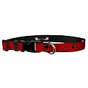 Adjustable Collar 1" L, Puppy Paws Black on Red