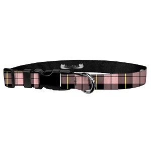 adjustable collar 134 m pink plaid tartan