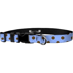 adjustable collar 3434 m polka dots brown on blue