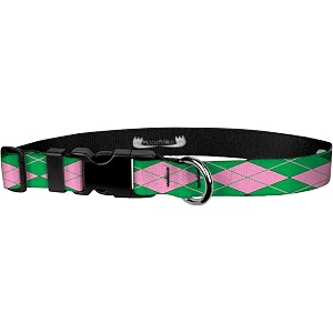 adjustable collar 3434 m argyle green amp pink