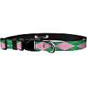 Adjustable Collar 3/4" M, Argyle: Green &amp; Pink