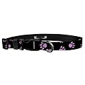 Adjustable Collar 3/4" S, Puppy Paws Pink on Black