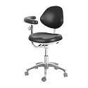 Adjustable Dental Medical Chair with 360° Armrest, PU Leather, Height Adjustable for Clinics, Offices, Labs - Ergonomic Black Doctor Chair 57-75CM