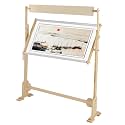 Adjustable Embroidery Stand, Wooden Frame Cross Stitch Floor Stand 360° Rotated Needlework Stand Holder Lap Table Craft Sewing Tool with Scroll Frame