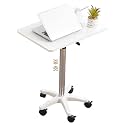 Adjustable Height Standing Desk, School Speech Lifting Stand Up Desk, Portable Swivel Mobile Laptop Table, Sofa Side Table with Brake Rollers(White)