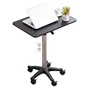 Adjustable Height Standing Desk, School Speech Lifting Stand Up Desk, Portable Swivel Mobile Laptop Table, Sofa Side Table with Brake Rollers(Black)