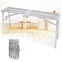 Adjustable Height Work Platform Folding Scaffolding Equipment Bench Workbench Multipurpose Galvanized Steel Scaffolding for Home Improvement Patching Drywall or Cleaning