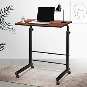 adjustable laptop desk for sofa amp bed  portable study table with tablet holder  work from home computer table  heavy duty metal frame  engineered wood top wood