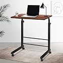 Adjustable Laptop Desk for Sofa &amp; Bed | Portable Study Table with Tablet Holder | Work from Home Computer Table | Heavy Duty Metal Frame | Engineered Wood Top (Wood)