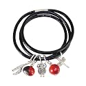 EVELYN BROOKS Adjustable Leather UNISEX Band Charm Bracelet (Multiple Styles) w/Meaningful Good Luck Huayruro Red &amp; Black Seed beads - Great gifts for HER &amp; For HIM